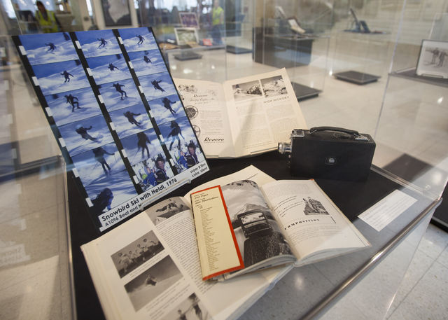 Outdoor recreation exhibit in the special collections gallery in the Marriott Library, Monday Feb. 29, 2016.