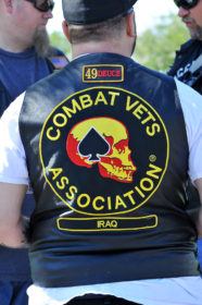 The patch of a member of the Combat Veteran motocycle Association (CVMA) Where the veteran served (Iraq) and his capter (49-2 from Ogden, Utah) Aug 27, 2016 Adam Fondren Daily Utah Chronicle