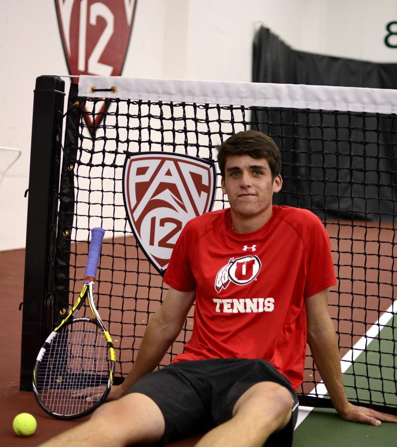 Freshman Dan Little on the Utah Men's Tennis Team, Tuesday, October 27, 2015