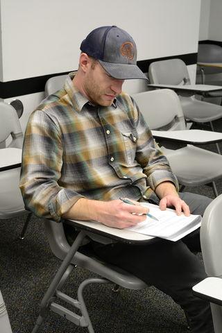 Devin Young, a graduate student in mechanical engineering, prepares for his finals coming up next week, Tuesday, December 8th, 2015.