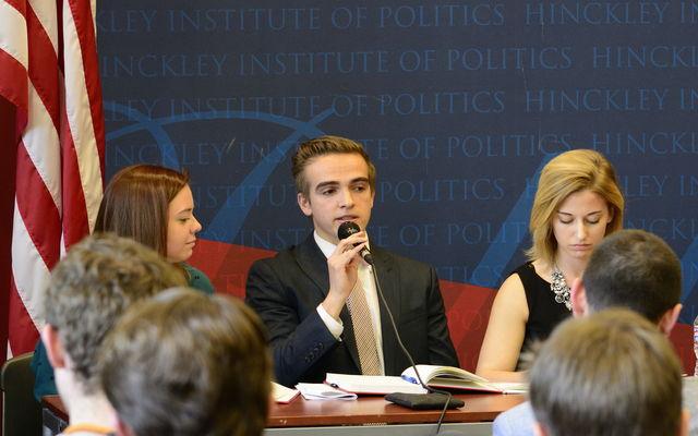 Candidates Callie Smith (left), Jared Seachris (center), and Christina Ripley (right) debate, Wednesday, February 24th, 2016, Peter Creveling Utah Chronicle
