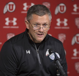 Utah head football coach Kyle Whittingham answering questions during the Signing Day press conference at the Eccles Football Center on Wednesday, Feb. 3, 2016. (Chris Ayers, Daily Utah Chronicle)