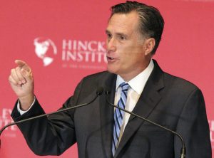Former Massachusetts Gov. Mitt Romney gives a speech on the state of the Republican nomination for president at the University of Utah in Salt Lake City, Thursday, March, 3, 2016. (Tara Lincoln, Daily Utah Chronicle)