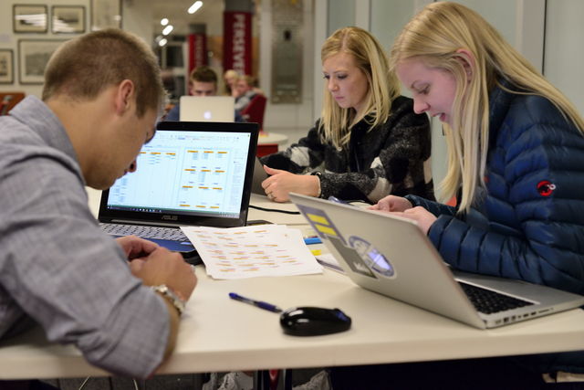 Students study in the Spencer Fox Eccles Business Building on Monday, Nov. 9, 2015