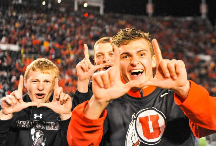 Player and Staff reactions on the field after the University of Utahs victory over USC at Rice Eccles Stadium on Friday September 23, 2016. Daily Utah Chronicle Adam Fondren