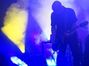 Garbage guitarist Steve Maker performs at The Complex in Salt Lake City, Utah on Friday, Sept. 17, 2016. (Rishi Deka, Daily Utah Chronicle)