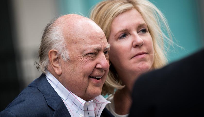 NEW YORK, NY - JULY 19: Fox News chairman Roger Ailes walks with his wife Elizabeth Tilson as they leave the News Corp building, July 19, 2016 in New York City. As of late Tuesday afternoon, Ailes and 21st Century Fox are reportedly in discussions concerning his departure from his position as chairman of Fox News. (Photo by Drew Angerer/Getty Images)