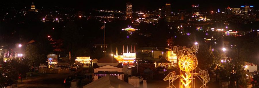 A view over the campgrounds from the top of the Ferris wheel in Salt Lake City, Utah on Friday, Sept. 9, 2016. (Rishi Deka, Daily Utah Chronicle)