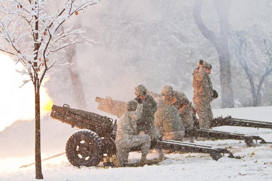 A+21-gun+salute+fires+from+three+Pack+Howitzers+to+honor+veterans%2C+Friday+on+the+Union+lawn+as+part+of+the+Veterans+Day+Commemoration+ceremony.++%2F%2FErin+Burns