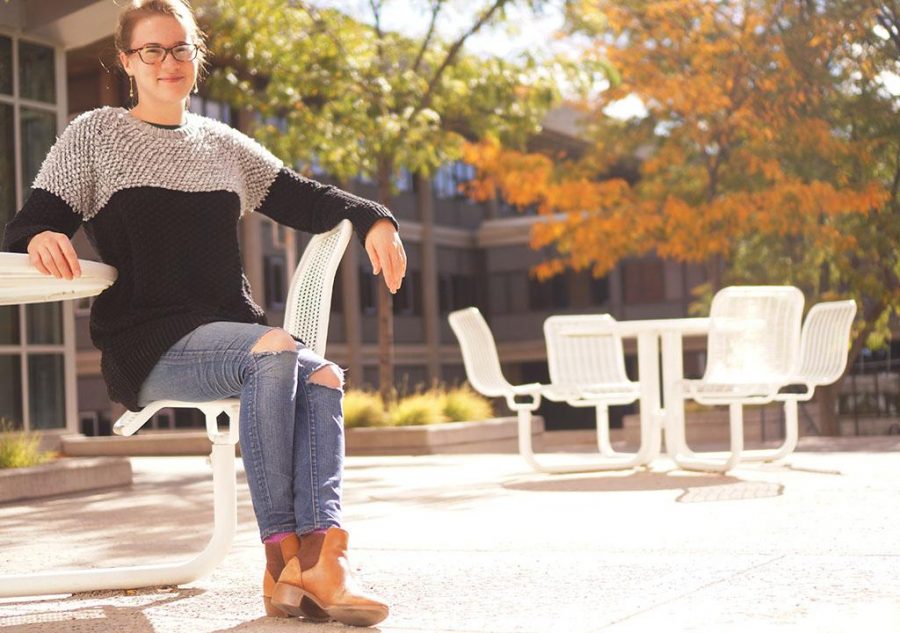 Hannah Murphy, a second year Doctorate of Nursing student, wears boots at the U in Salt Lake City, Utah on Tuesday, Oct.4, 2016. (Rishi Deka, Daily Utah Chronicle)