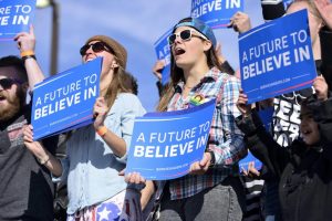 Thousands of people came to support Democratic Presidential Candidate Bernie Sanders at his rally at This is the Place Monument in Salt Lake City, Friday, March 18, 2016