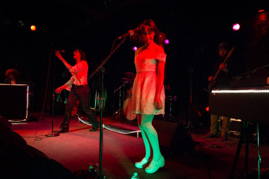 Musical duo Foxygen, accompanied by 7 piece band performing at the State Room on Wednesday, Apr. 5th, 2017. (Adam Fondren, Daily Utah Chronicle)