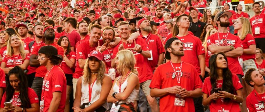 The University of Utah Muss section in an NCAA football game vs. The North Dakota Hawks in Rice Eccles Stadium in Salt Lake City, UT on Wednesday,Aug.30, 2017(Photo by Jose Remes | Daily Utah Chronicle)