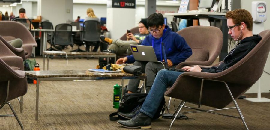 University of Utah  library students lounge for comfort. Salt Lake City, UT on Thursday,Oct.5, 2017

(Photo by Jose Remes/ Daily Utah Chronicle)