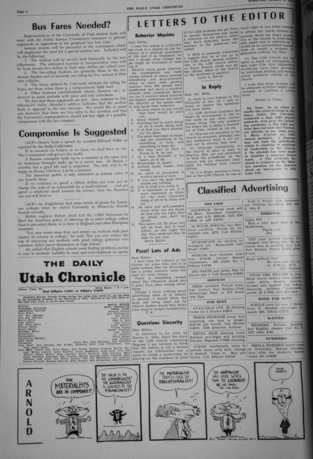 Old Chronicle articles that show a racist  anti-black perspective at the Daily Utah Chronicle and on campus in Salt Lake, UT on Wednesday, Jan. 31, 2018

(Photo by Adam Fondren | Daily Utah Chronicle)