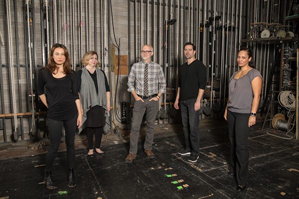 Playwright Jeff Talbott (center) and the cast of /i/. 