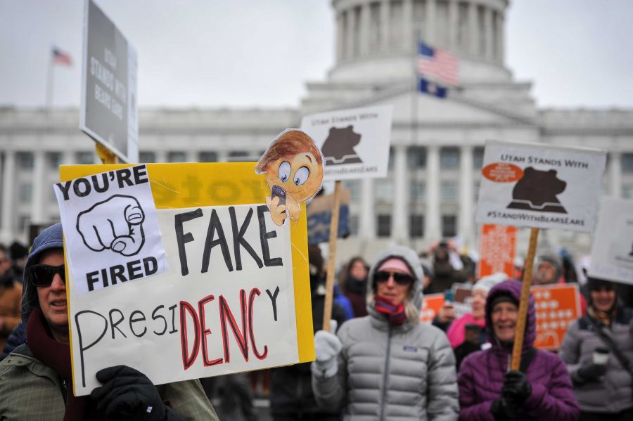 At the protest downtown against President Donald Trump during his visit to the State Capitol in Salt Lake City on Monday, Dec. 4, 2017. Chronicle archives.