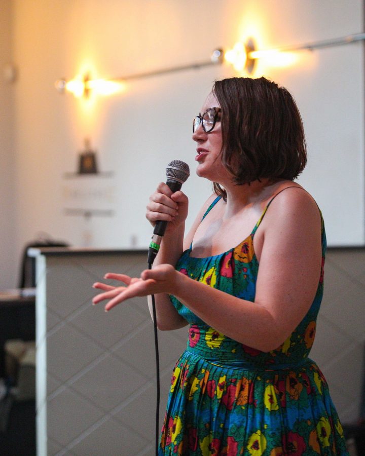 Comedian Genevieve Rice performs at Rye as a part of Free Kittens Comedy Show Aug. 3, 2018.

(Photo by: Justin Prather / Daily Utah Chronicle).