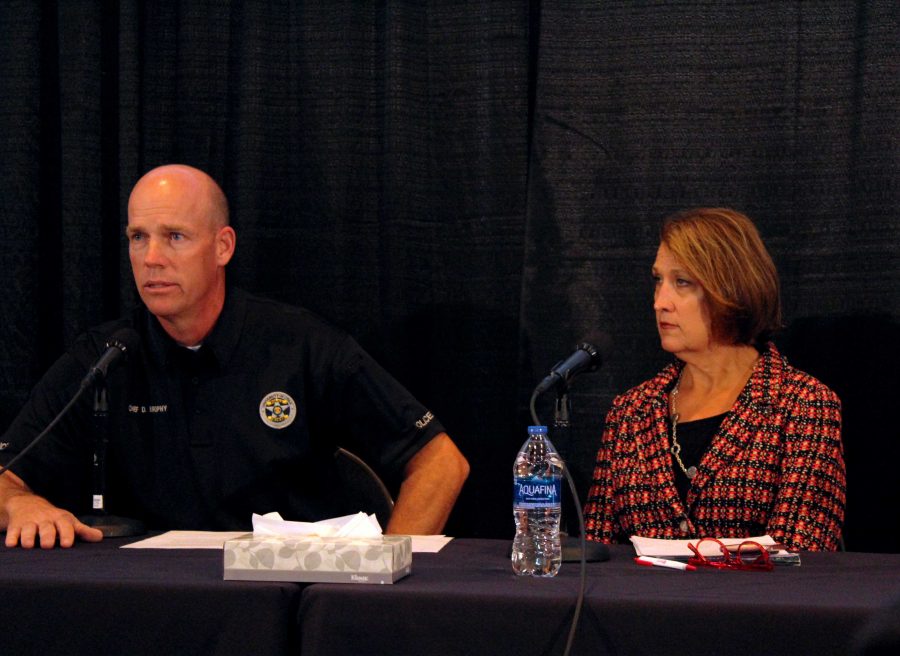 University of Utah President Ruth Watkins and University Police Chief Dale Brophy spoke at a press conference on the investigation into the death of student Lauren McCluskey on Oct. 25, 2018 | Chronicle archives. 