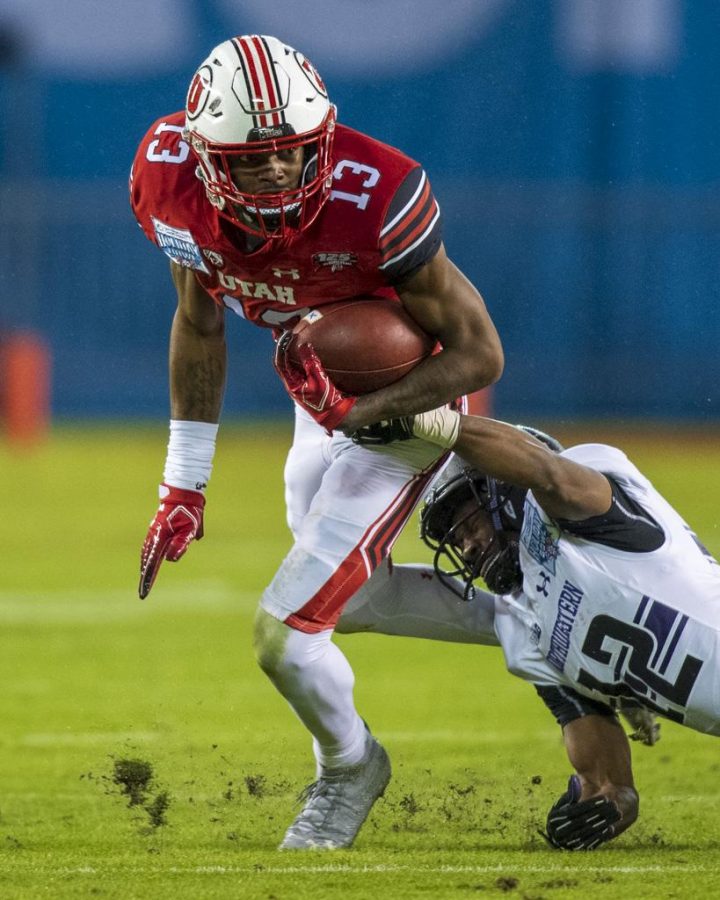 University of Utah senior defensive back Marquise Blair (13) makes an interception from Northwestern University senior quarterback Clayton Thorson (18) during the San Diego County Credit Union Holiday Bowl at SDCCU Stadium in San Diego, California on Monday, Dec. 31, 2018. (Photo by Kiffer Creveling | The Daily Utah Chronicle)