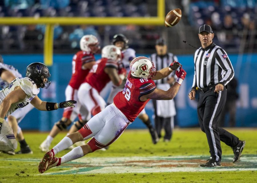 University of Utah freshman tight end Cole Fotheringham (89) fails to make a catch during the San Diego County Credit Union Holiday Bowl vs. Northwestern University at SDCCU Stadium in San Diego, California on Monday, Dec. 31, 2018. (Photo by Kiffer Creveling | The Daily Utah Chronicle)