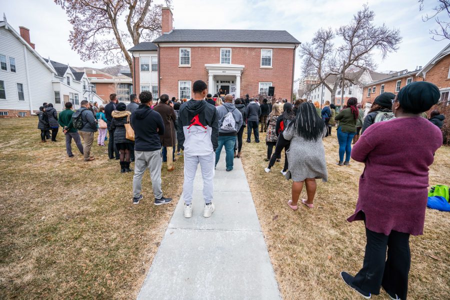 Community members and students gather for the Open House of the Black Cultural Center at the University of Utah