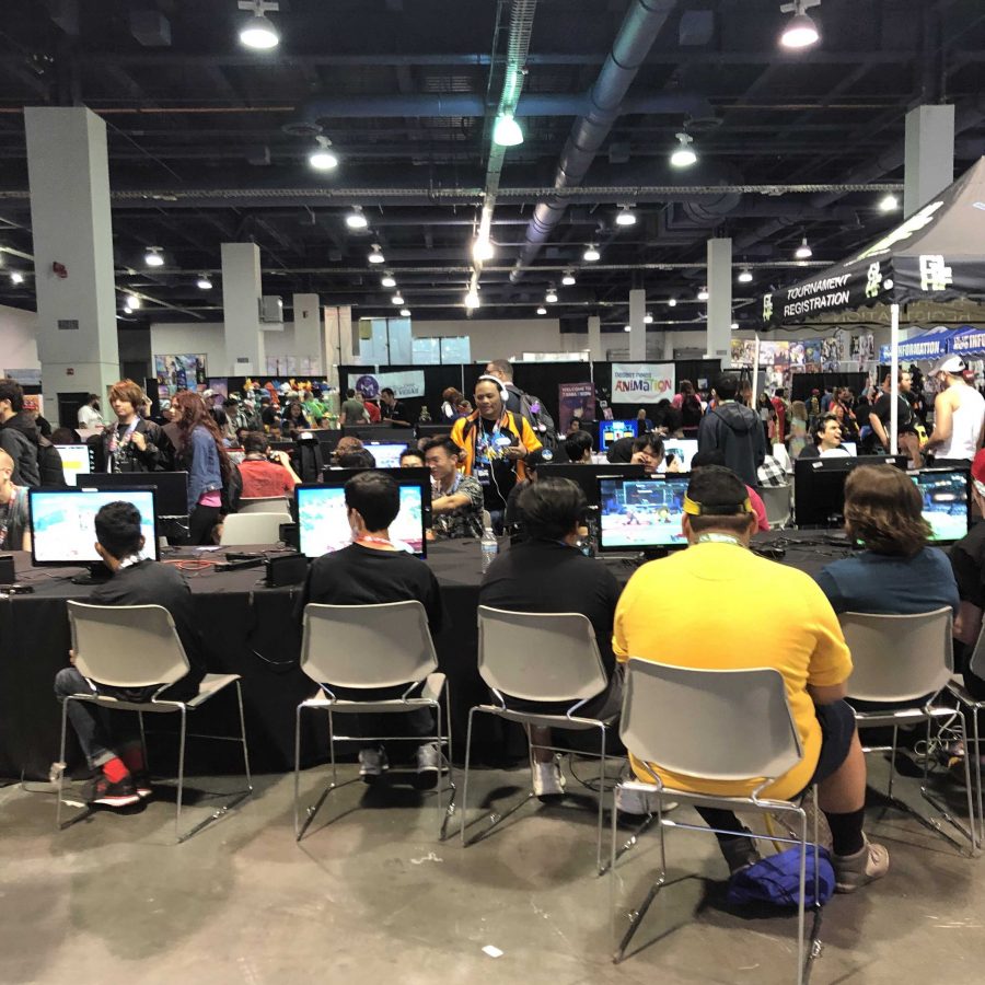 Players at the PC gaming area. 