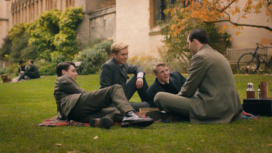 (From Left-Right): Anthony Boyle, Tom Glynn-Carney, Patrick Gibson and Nicholas Hoult, the T.C.B.S. club, in the film Tolkien.