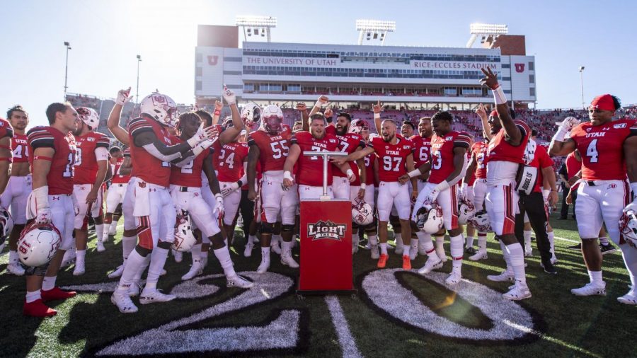 The+University+of+Utah+sings+the+Utah+fight+song+following+an+NCAA+Football+game+vs.+The+Idaho+State+Bengals+at+Rice+Eccles+Stadium+in+Salt+Lake+City%2C+Utah+on+Saturday%2C+Sept.+14%2C+2019.+%28Photo+by+Kiffer+Creveling+%7C+The+Daily+Utah+Chronicle%29