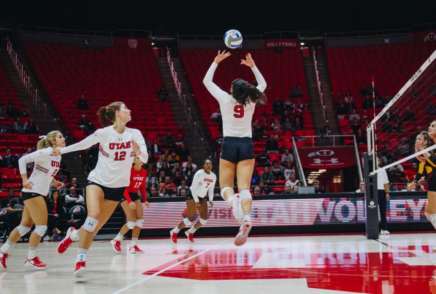 The University of Utah Volleyball team plays against Arizona State University in the Huntsman Center, University of Utah Campus, Salt Lake City, UT on Friday, November 1st, 2019. (Photo by Mark Draper | The Daily Utah Chronicle)