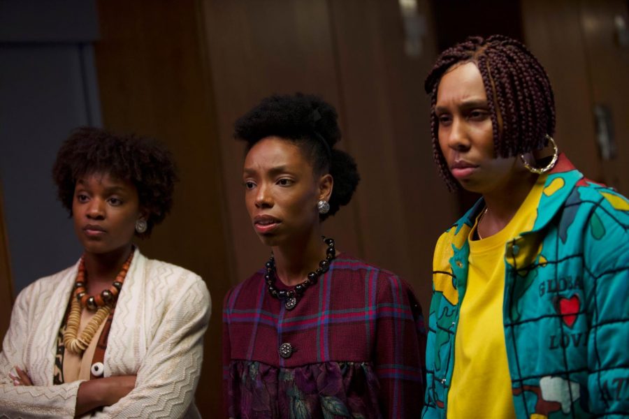 Yaani King Mondschein, Elle Lorraine, and Lena Waithe appears in Bad Hair by Justin Simien, an official selection of the Midnight program at the 2020 Sundance Film Festival. (Courtesy of Sundance Institute)