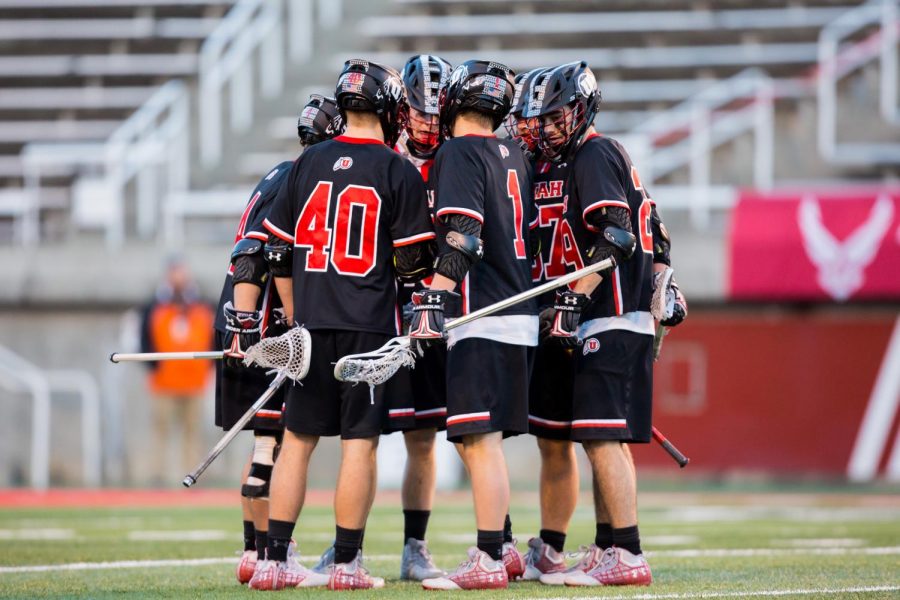 University+of+Utahs+Mens+Lacrosse+Team+huddled+up+in+an+NCAA+Mens+Lacrosse+game+vs.+Vermont+at+Rice-Eccles+Stadium+in+Salt+Lake+City+on+Friday+Feb.+1%2C+2019.+%28Photo+by+Curtis+Lin+%7C+Daily+Utah+Chronicle%29