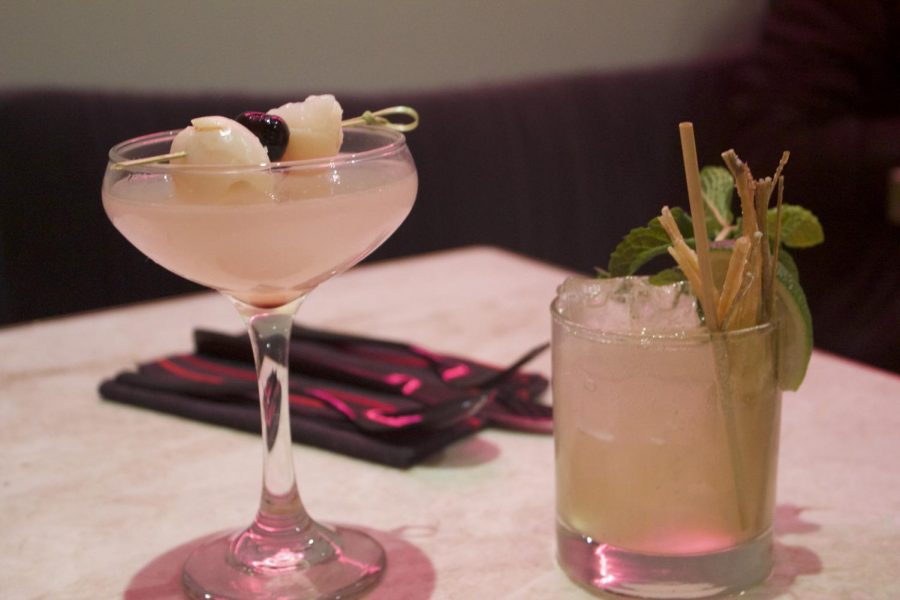 The lychee cosmo and lemongrass mojito at Saola, which serves Asian cuisine in Cottonwood Heights (Photo by Kate Button | Daily Utah Chronicle)