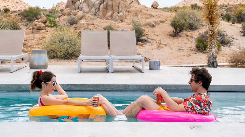 Andy Samberg and Cristin Milioti appear in “Palm Springs” by Max Barbakow. (Courtesy of Sundance Institute)