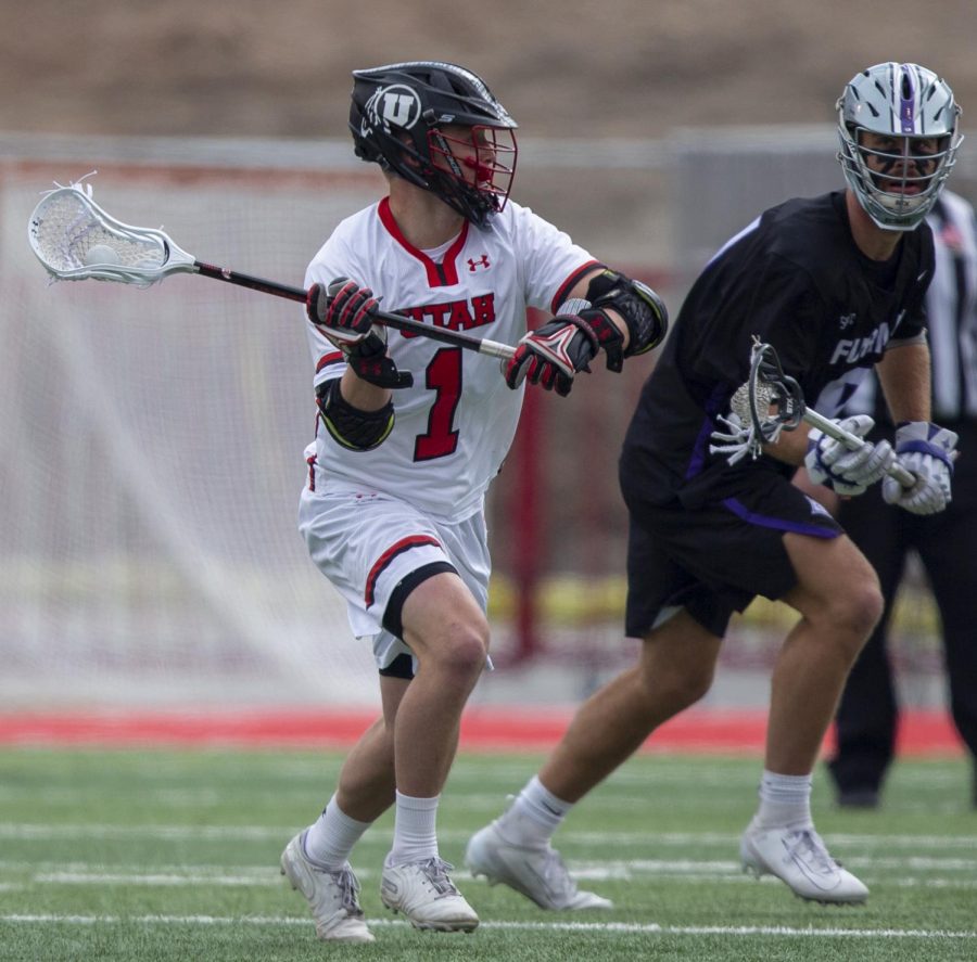 University of Utah junior Josh Stout (1) during an NCAA Lacrosse game vs. the Furman University Paladins at Rice-Eccles Stadium in Salt Lake City on Saturday, Feb. 22, 2020. (Photo by Jalen Pace | The Daily Utah Chronicle)
