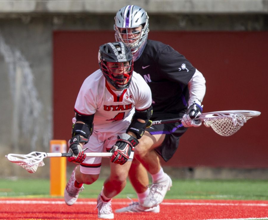University of Utah senior Jimmy Perkins (4) during an NCAA Lacrosse game vs. the Furman University Paladins at Rice-Eccles Stadium in Salt Lake City on Saturday, Feb. 22, 2020. (Photo by Jalen Pace | The Daily Utah Chronicle)