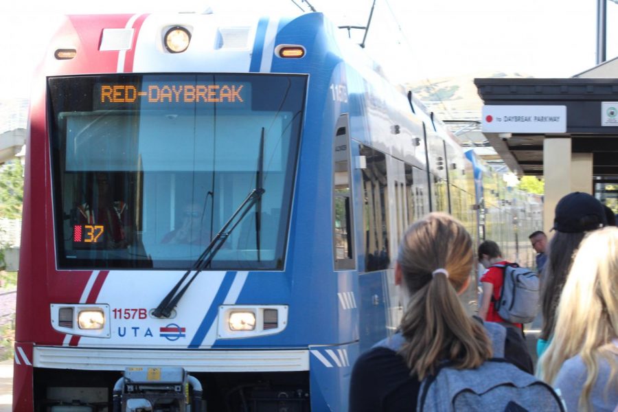 Riders prepare to board Trax in Salt Lake City on Aug. 27, 2019 | Chronicle archives
