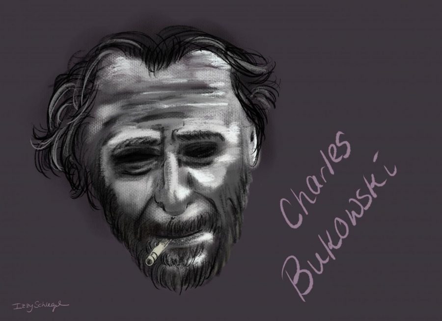 Bukowski’s poetry is unlike most of what you’ll read from any other poet. (Cartoon by Isabelle Schlegel | Daily Utah Chronicle)