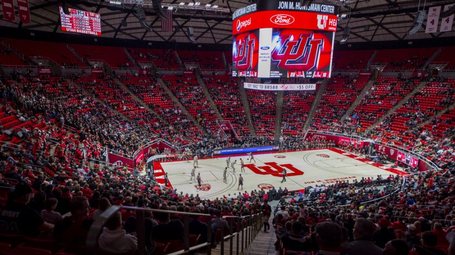 The University of Utah plays against Stanford during an NCAA Basketball game at the Jon M. Huntsman Center in Salt Lake City, Utah on Thursday, Feb. 6, 2020. (Photo by Kiffer Creveling | The Daily Utah Chronicle)