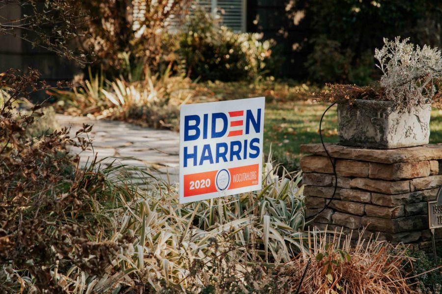 Salt lake resident shows their support for Biden-Harris presidency on Thursday, October 29th, 2020. (Photo by Maya Fraser | The Daily Utah Chronicle)