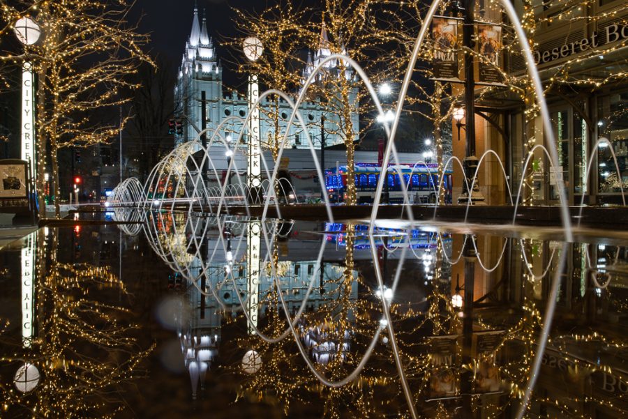 The Temple Square and City Creek Shopping Mall sit at the center of winter decoration of the Salt Lake City downtown starting from Thanksgiving and lasting until new year. Photographed on Dec. 31, 2018 (Photo by Abu Asib | The Daily Utah Chronicle)