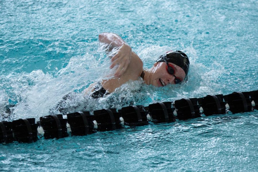 U of U swimmer during the swim and dive meet vs. the Colo Mesa Mavericks on Jan. 23, 2021 at the Ute Natatorium on campus. (Photo by Jack Gambassi | The Daily Utah Chronicle)