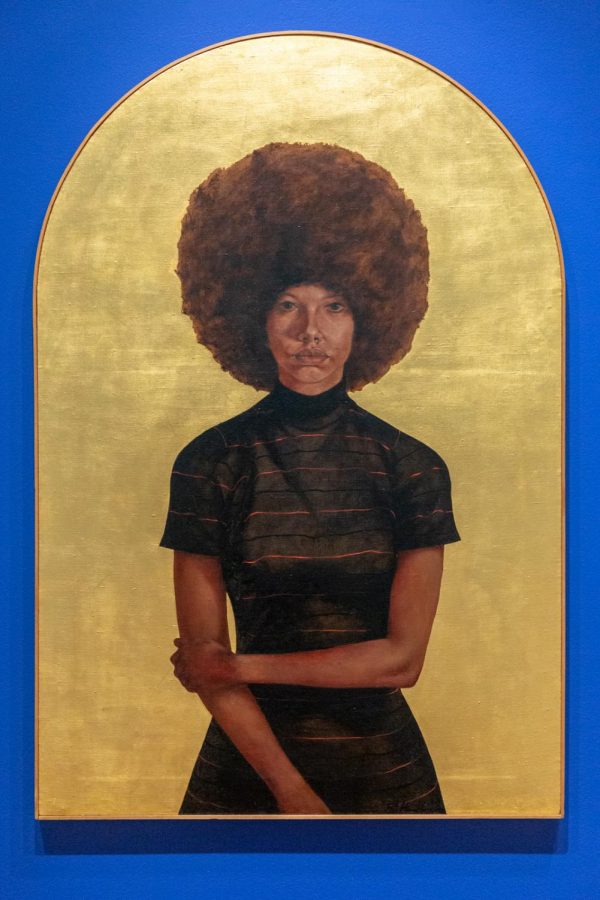 Barkley L. Hendricks Lawdy Mama on display at the Utah Museum of Fine Arts in Salt Lake City on March 18, 2021. The Black Refractions gallery is on loan from The Studio Museum in Harlem. (Photo by Jack Gambassi | The Daily Utah Chronicle)