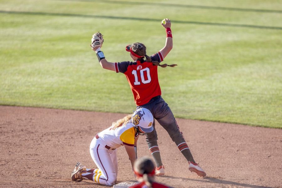 Senior infielder, Julia Noskin (#10), during the Utes game against the ASU Sun Devils on Apr 2, 2021 at the Dumke Family Softball Stadium on campus. (Photo by Jack Gambassi | The Daily Utah Chronicle)