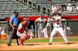University of Utah redshirt junior Jayden Kiernan (26) in an NCAA baseball game vs. Washington State at Smiths Ballpark in Salt Lake City, Utah on April 10, 2021.