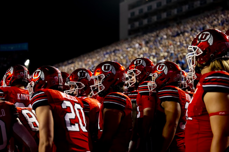 University+of+Utah+players+pepare+for+the+game+against+BYU+at+LaVell+Edwards+Stadium+in+Provo%2C+UT+on+Sept.+11%2C+2021.+%28Photo+by+Jack+Gambassi+%7C+The+Daily+Utah+Chronicle%29.