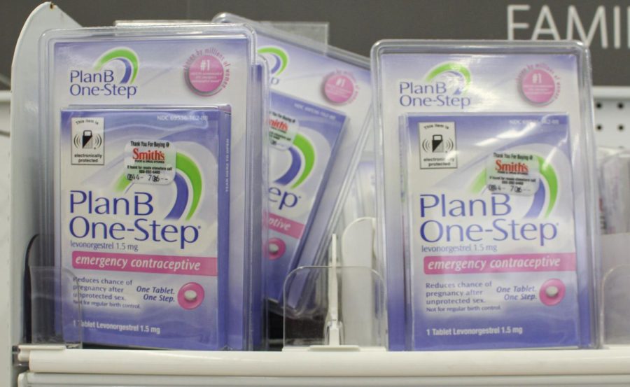 Emergency contraceptive with security protections at Smiths Food and Drug in Salt Lake City, on Tuesday, November 2, 2021 (Photo by Brooklyn Critchley | The Daily Utah Chronicle)