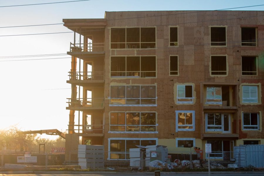 New apartments being built next to Brickyard Plaza as the population continues to increase in Salt Lake City on Nov. 28, 2021 . (Photo by Langley Hayman | The Daily Utah Chronicle)