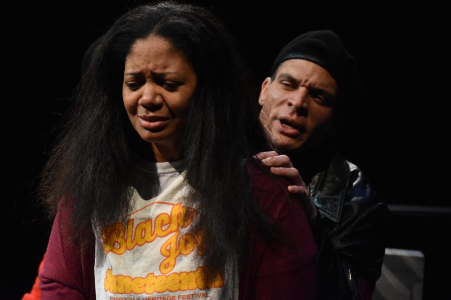 Latoya Cameron and Cameron Beck in The Clean-Up Project premiering at Plan-B Theatre (Photo Credit Sharah Meservy)