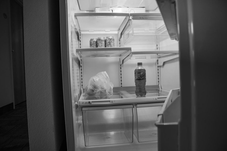 Empty fridge in Student dorms at the University of Utah, in Salt Lake City, on Thursday, Feb. 3, 2022 (Photo by David Chenoweth | The Daily Utah Chronicle